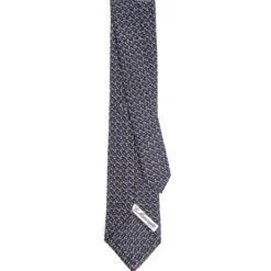 CRAVATTA SARTORIALE CLASSICA IN SETA BLU SCURO Microfantasia fiore