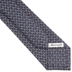 CRAVATTA SARTORIALE CLASSICA IN SETA BLU SCURO Microfantasia fiore