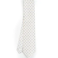 CRAVATTA SARTORIALE CLASSICA IN SETA BIANCA Microfantasia fiore