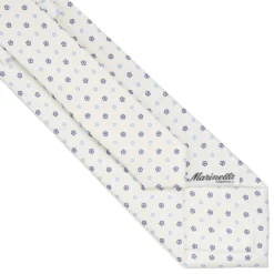 CRAVATTA SARTORIALE CLASSICA IN SETA BIANCA Microfantasia fiore