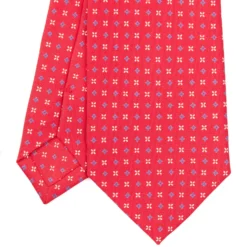 CRAVATTA SARTORIALE CLASSICA IN SETA ROSSA Microfantasia fiore