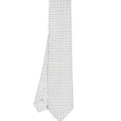 CRAVATTA SARTORIALE CLASSICA IN SETA BIANCA Microfantasia fiore