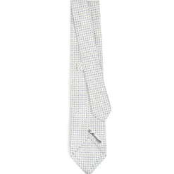 CRAVATTA SARTORIALE CLASSICA IN SETA BIANCA Microfantasia fiore