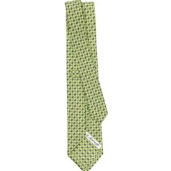CRAVATTA SARTORIALE CLASSICA IN SETA VERDE CHIARO Microfantasia fiore