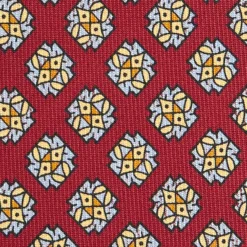 CRAVATTA SARTORIALE CLASSICA IN SETA BORDEAUX Microfantasia fiore