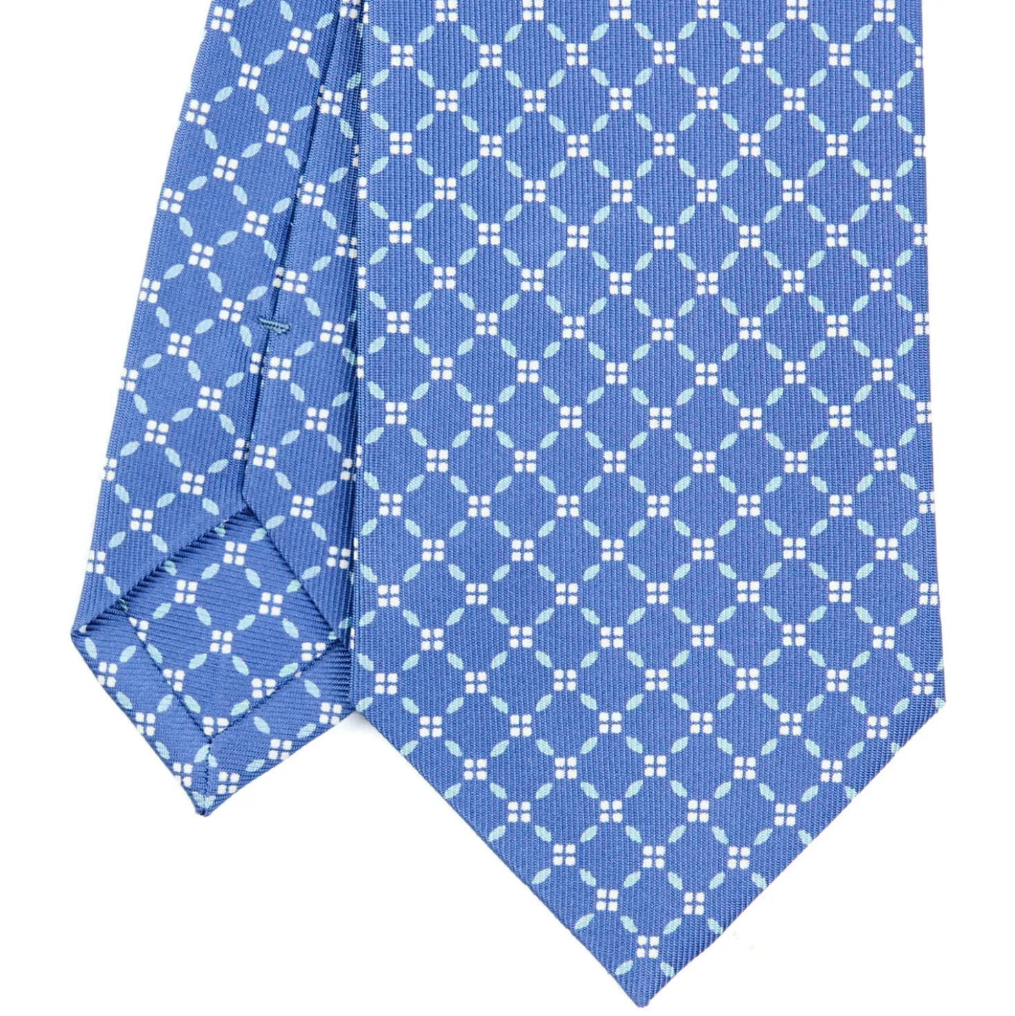 CRAVATTA SARTORIALE CLASSICA IN SETA AZZURRO POLVERE Microfantasia fiore