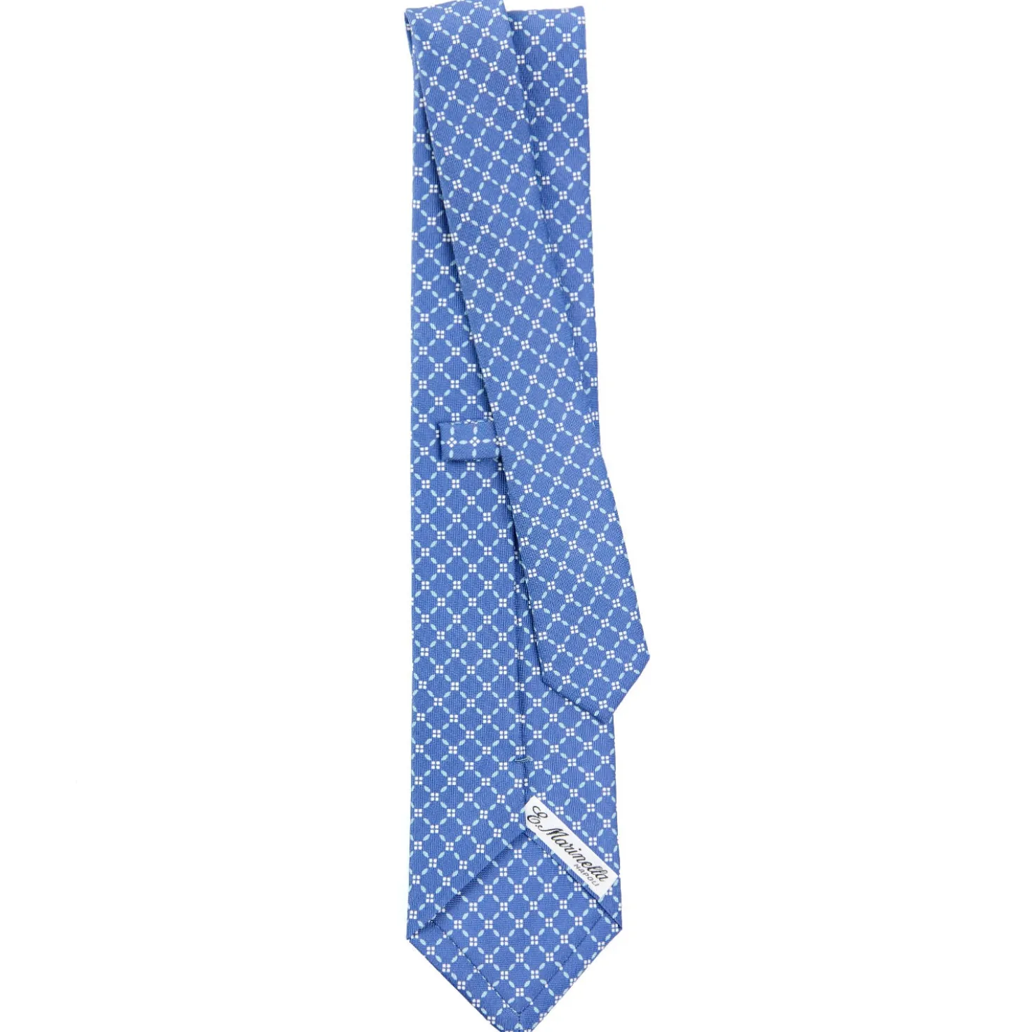 CRAVATTA SARTORIALE CLASSICA IN SETA AZZURRO POLVERE Microfantasia fiore
