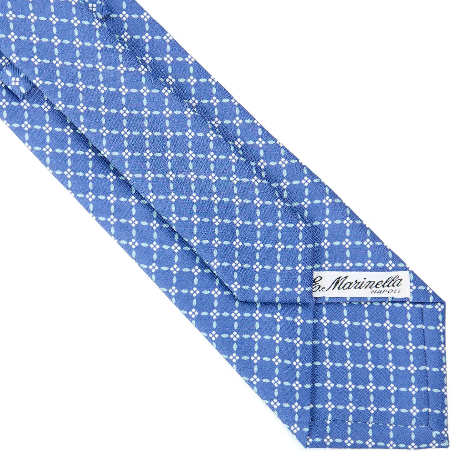 CRAVATTA SARTORIALE CLASSICA IN SETA AZZURRO POLVERE Microfantasia fiore