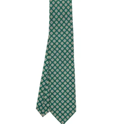 CRAVATTA SARTORIALE CLASSICA IN SETA VERDE SCURO Microfantasia fiore