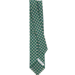 CRAVATTA SARTORIALE CLASSICA IN SETA VERDE SCURO Microfantasia fiore