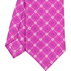 CRAVATTA SARTORIALE CLASSICA IN SETA FUCSIA Microfantasia fiore