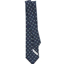 CRAVATTA SARTORIALE CLASSICA IN SETA BLU SCURO Microfantasia fiore