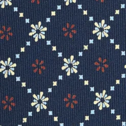 CRAVATTA SARTORIALE CLASSICA IN SETA BLU SCURO Microfantasia fiore