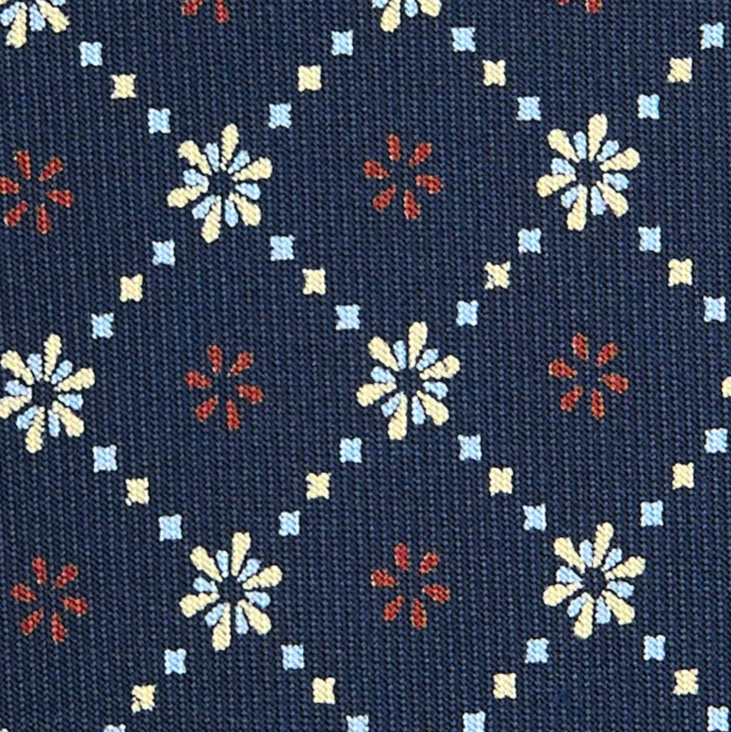 CRAVATTA SARTORIALE CLASSICA IN SETA BLU SCURO Microfantasia fiore