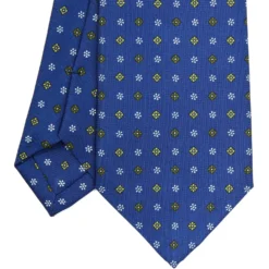 CRAVATTA SARTORIALE CLASSICA IN SETA BLU Microfantasia fiore