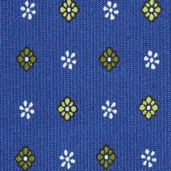 CRAVATTA SARTORIALE CLASSICA IN SETA BLU Microfantasia fiore