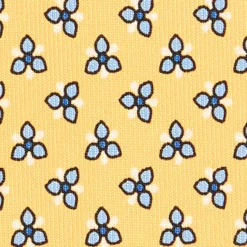 CRAVATTA SARTORIALE CLASSICA IN SETA GIALLA Microfantasia fiore