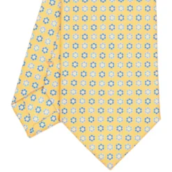CRAVATTA SARTORIALE CLASSICA IN SETA GIALLA Microfantasia fiore