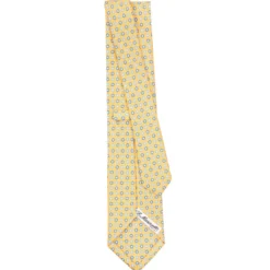 CRAVATTA SARTORIALE CLASSICA IN SETA GIALLA Microfantasia fiore