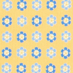 CRAVATTA SARTORIALE CLASSICA IN SETA GIALLA Microfantasia fiore
