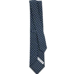 CRAVATTA SARTORIALE CLASSICA IN SETA BLU SCURO Microfantasia fiore