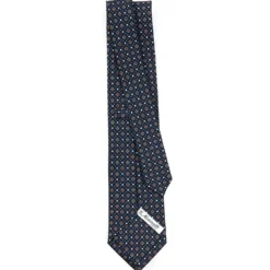 CRAVATTA SARTORIALE CLASSICA IN SETA BLU SCURO Microfantasia fiore