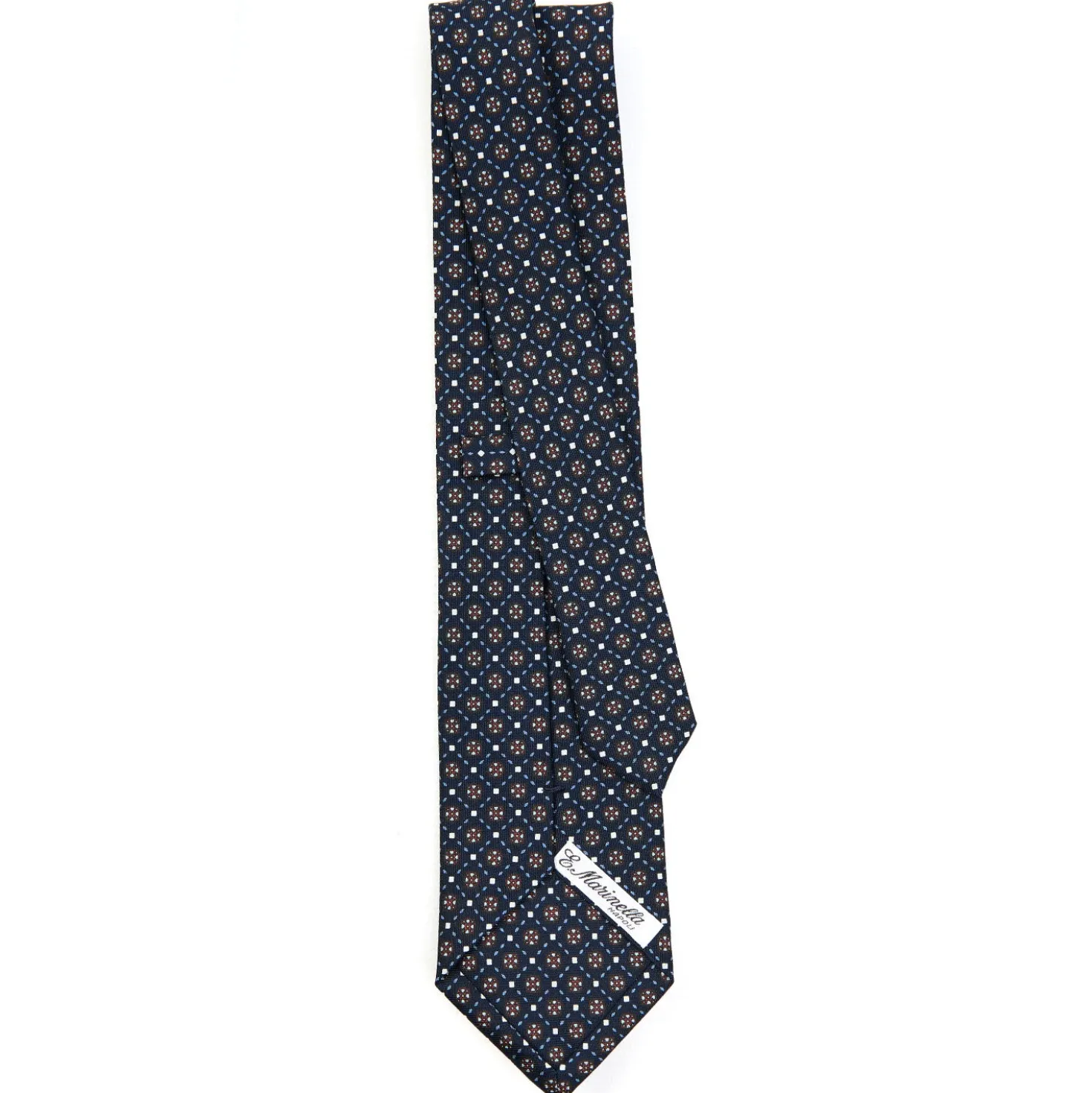 CRAVATTA SARTORIALE CLASSICA IN SETA BLU SCURO Microfantasia fiore