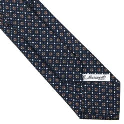 CRAVATTA SARTORIALE CLASSICA IN SETA BLU SCURO Microfantasia fiore