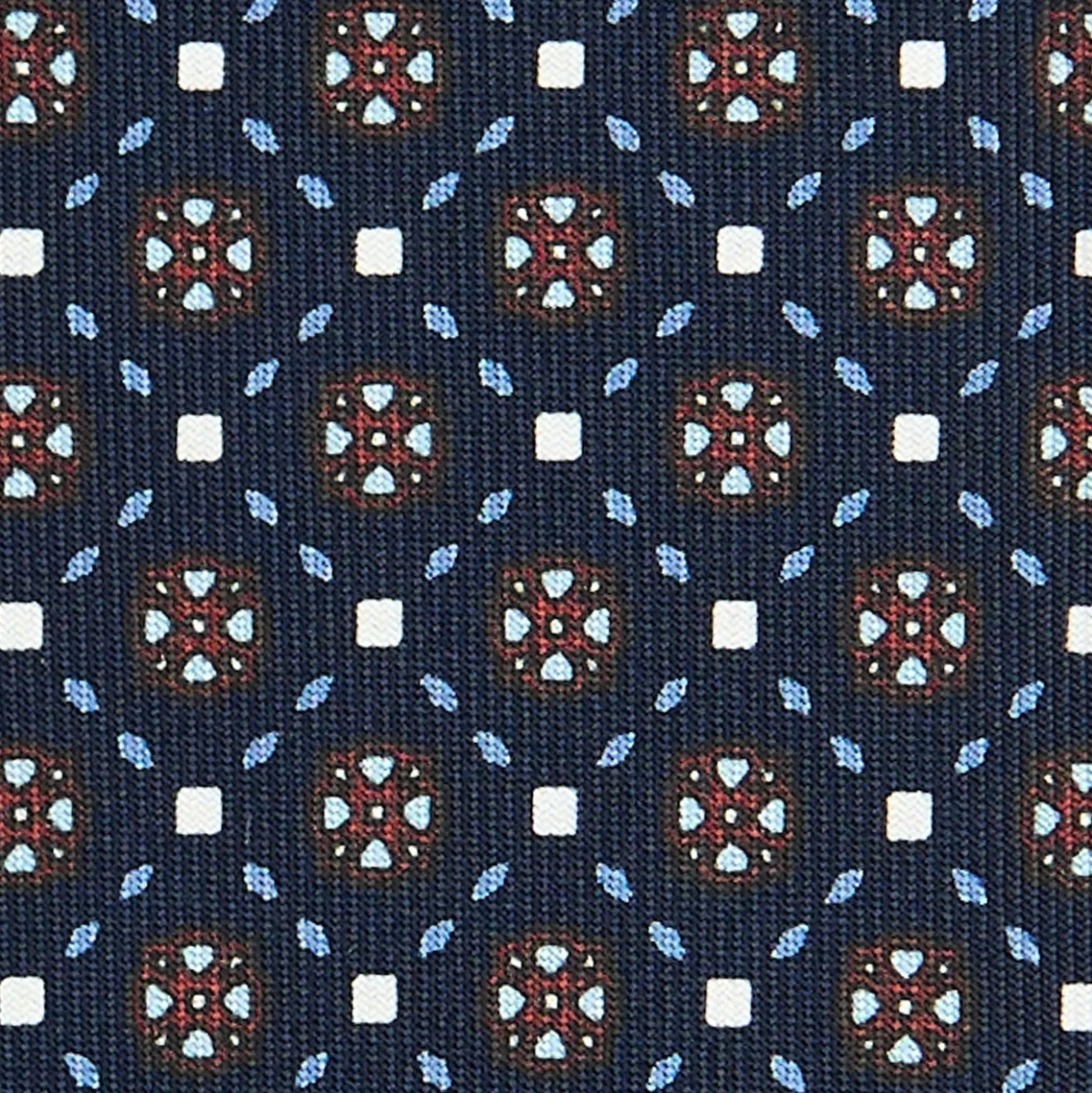 CRAVATTA SARTORIALE CLASSICA IN SETA BLU SCURO Microfantasia fiore