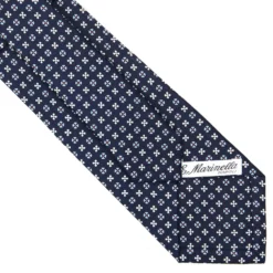 CRAVATTA SARTORIALE CLASSICA IN SETA BLU SCURO Microfantasia fiore