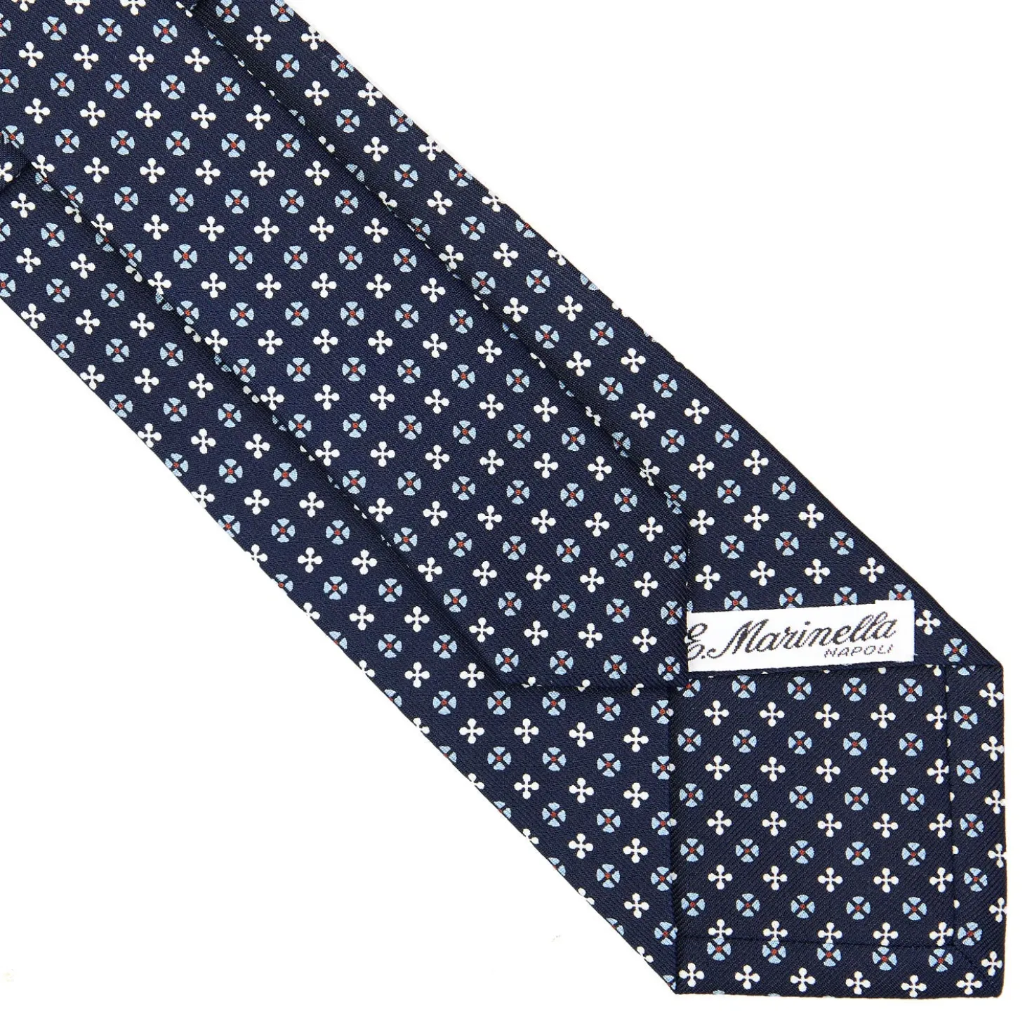 CRAVATTA SARTORIALE CLASSICA IN SETA BLU SCURO Microfantasia fiore