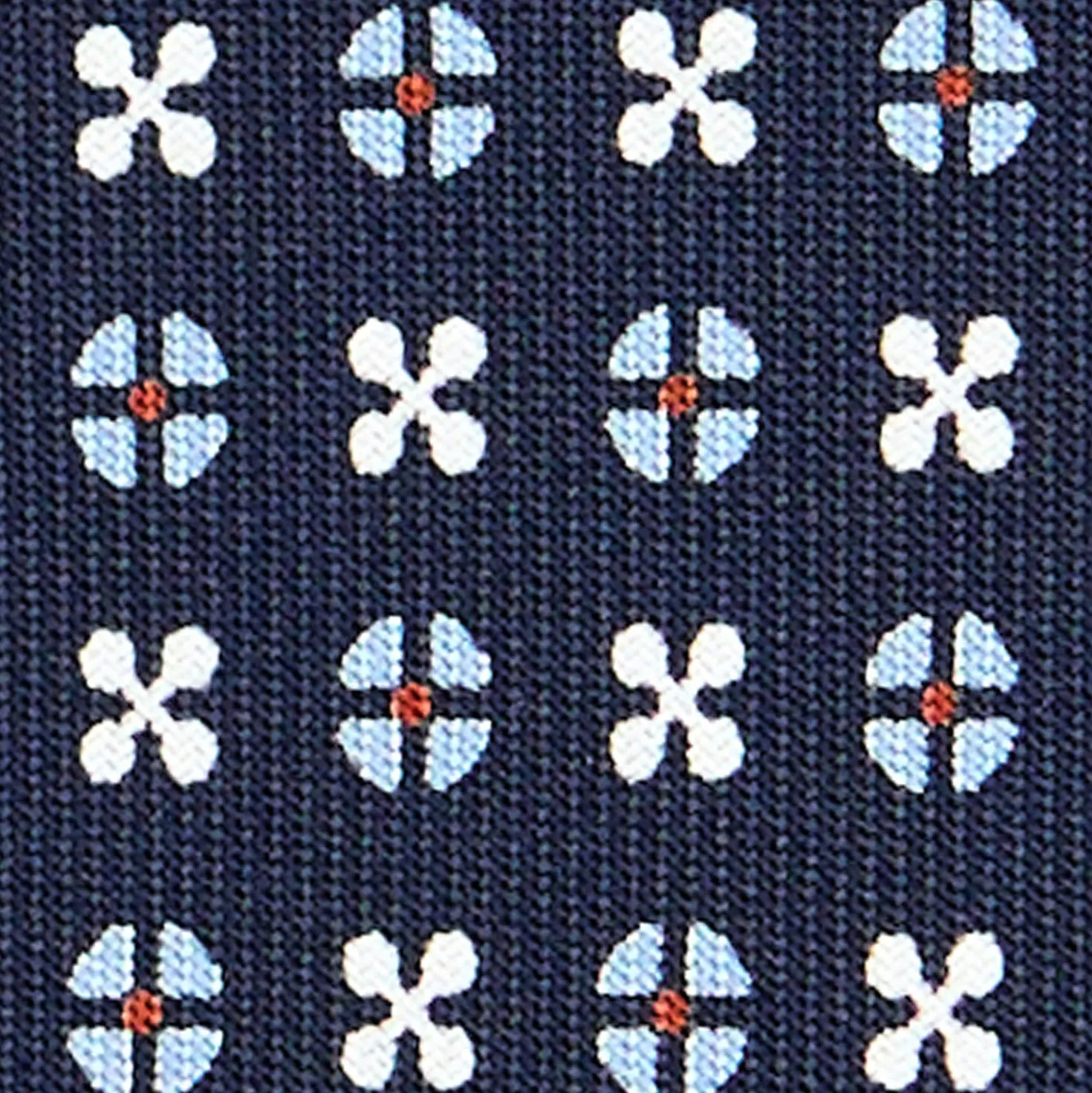 CRAVATTA SARTORIALE CLASSICA IN SETA BLU SCURO Microfantasia fiore