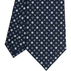 CRAVATTA SARTORIALE CLASSICA IN SETA BLU SCURO Microfantasia fiore