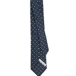 CRAVATTA SARTORIALE CLASSICA IN SETA BLU SCURO Microfantasia fiore