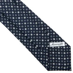 CRAVATTA SARTORIALE CLASSICA IN SETA BLU SCURO Microfantasia fiore