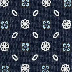 CRAVATTA SARTORIALE CLASSICA IN SETA BLU SCURO Microfantasia fiore
