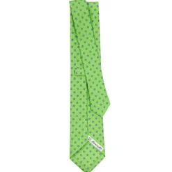 CRAVATTA SARTORIALE CLASSICA IN SETA VERDE CHIARO Microfantasia fiore