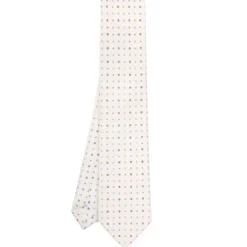 CRAVATTA SARTORIALE CLASSICA IN SETA BIANCA Microfantasia fiore