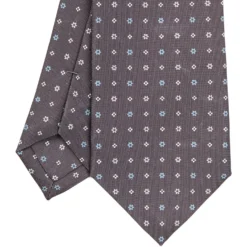 CRAVATTA SARTORIALE CLASSICA IN SETA GRIGIO SCURO Microfantasia fiore