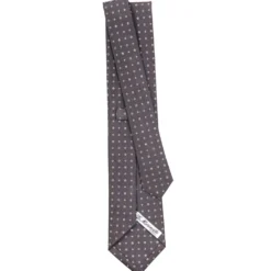 CRAVATTA SARTORIALE CLASSICA IN SETA GRIGIO SCURO Microfantasia fiore