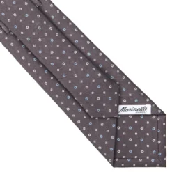 CRAVATTA SARTORIALE CLASSICA IN SETA GRIGIO SCURO Microfantasia fiore