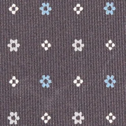 CRAVATTA SARTORIALE CLASSICA IN SETA GRIGIO SCURO Microfantasia fiore