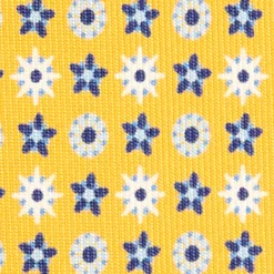 CRAVATTA SARTORIALE CLASSICA IN SETA GIALLA Microfantasia fiore