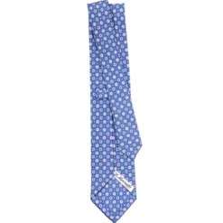 CRAVATTA SARTORIALE CLASSICA IN SETA AZZURRO POLVERE Microfantasia fiore