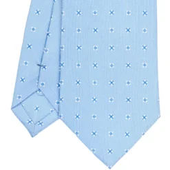 CRAVATTA SARTORIALE CLASSICA IN SETA AZZURRA Microfantasia fiore