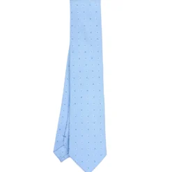 CRAVATTA SARTORIALE CLASSICA IN SETA AZZURRA Microfantasia fiore
