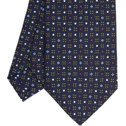 CRAVATTA SARTORIALE CLASSICA IN SETA BLU SCURO Microfantasia fiore