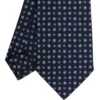 CRAVATTA SARTORIALE CLASSICA IN SETA BLU SCURO Microfantasia fiore