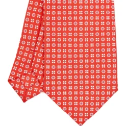 CRAVATTA SARTORIALE CLASSICA IN SETA ROSSA Microfantasia fiore