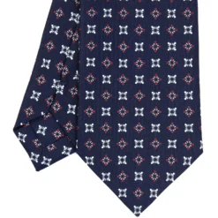 CRAVATTA SARTORIALE CLASSICA IN SETA BLU SCURO Microfantasia fiore